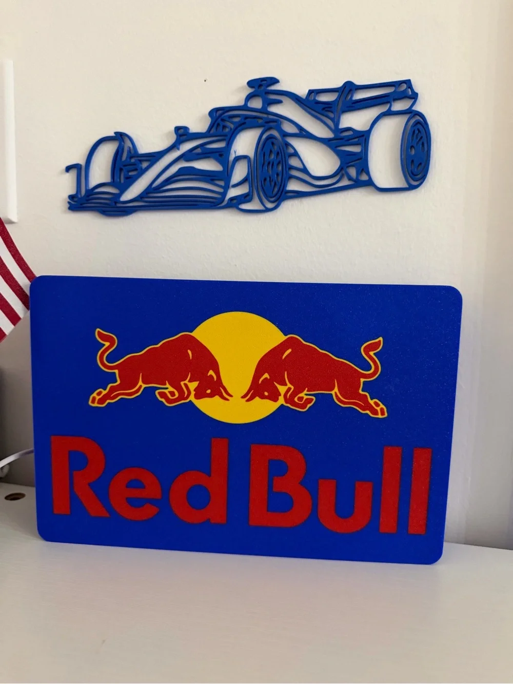 Illuminated Blue and Red Wall Sign - Brand